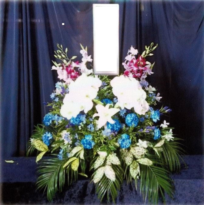 供花 02(洋花)ブルー系<デジタルメッセージを添えることが出来ます>