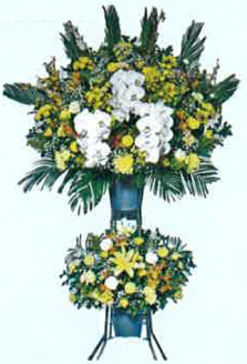 黄色仕上げ生花(1基2段)